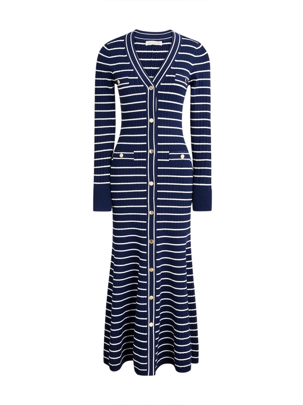 J. Crew Button-up Striped Maxi Sweater-Dress
